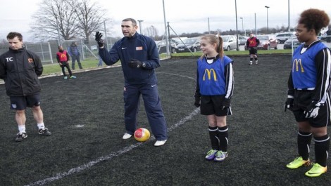 Martin Keown at Hough End Griffins Legends join Hough End Griffins